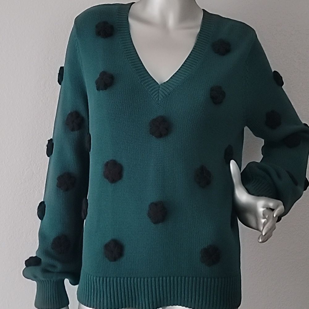Lilly Pulitzer Wyla Women's Sweater In Villa Green W/Tossed Crochet Flowers S